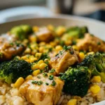 Chicken Rice Pan with Broccoli and Corn - Quick Recipe!