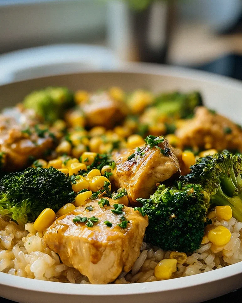 Chicken Rice Pan with Broccoli and Corn - Quick Recipe! – Schritt 1
