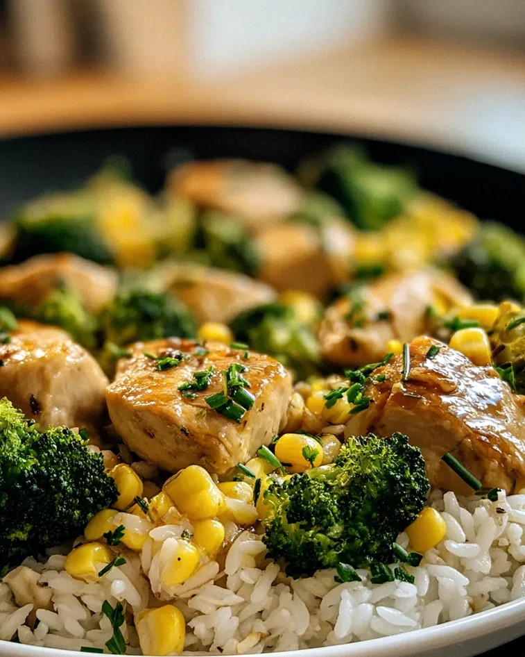 Chicken Rice Pan with Broccoli and Corn - Quick Recipe! – Schritt 2