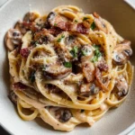 Cremige Putenspeck- und Pilz-Pasta für Zuhause