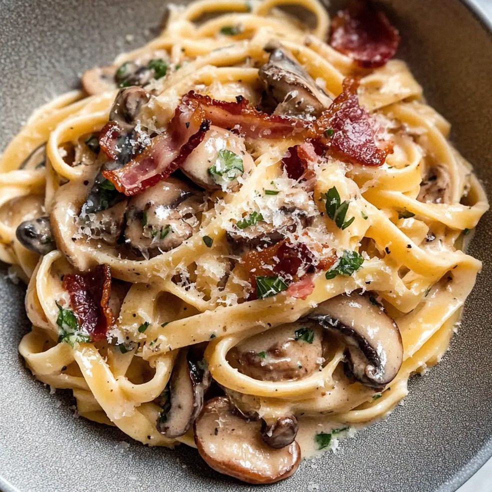 Cremige Putenspeck- und Pilz-Pasta für Zuhause – Schritt 1