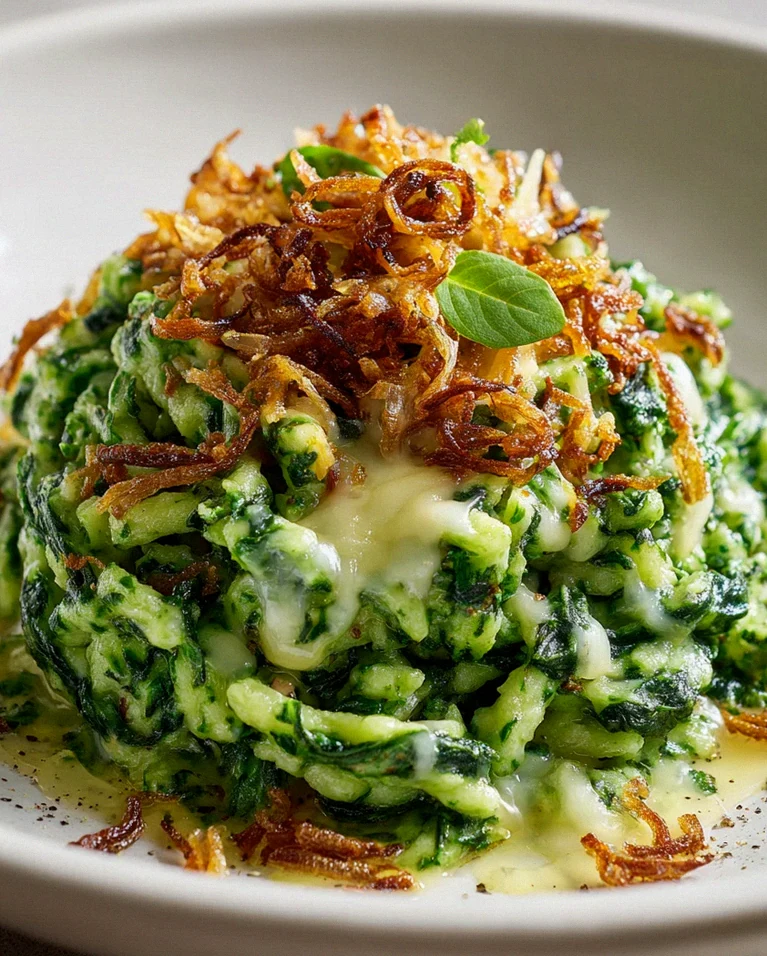 Cremige Spinatspätzle mit Käse & knusprigen Röstzwiebeln – Schritt 2