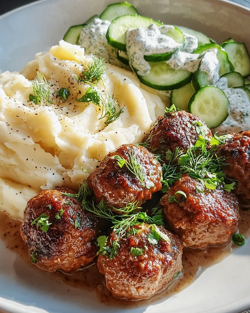 Fleischbällchen mit Gurkensalat und Kartoffelstampf – Schritt 1