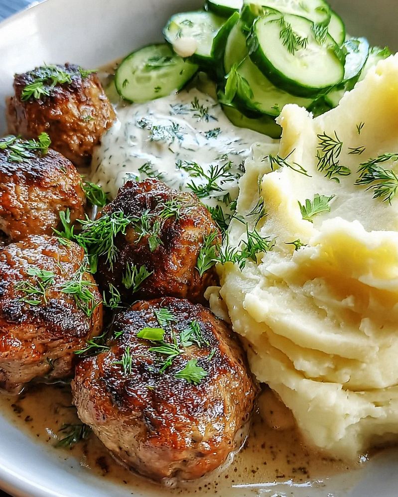 Fleischbällchen mit Gurkensalat und Kartoffelstampf – Schritt 2