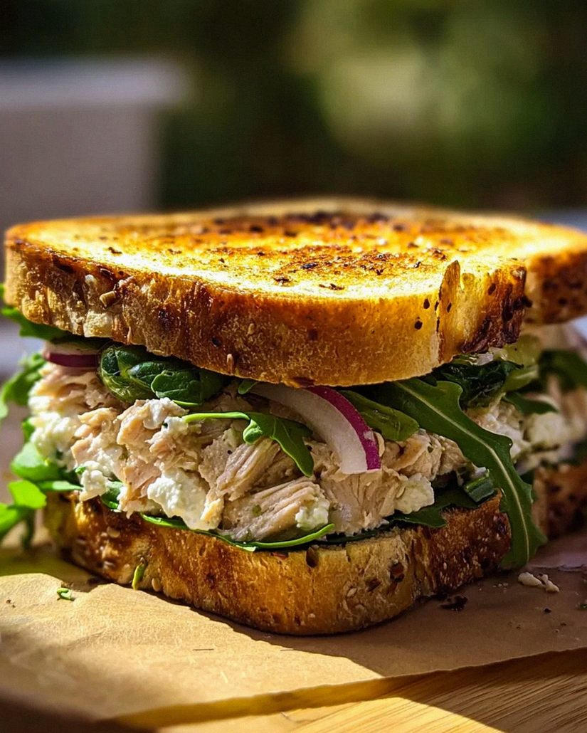 Gegrilltes Thunfisch-Sandwich mit Feta