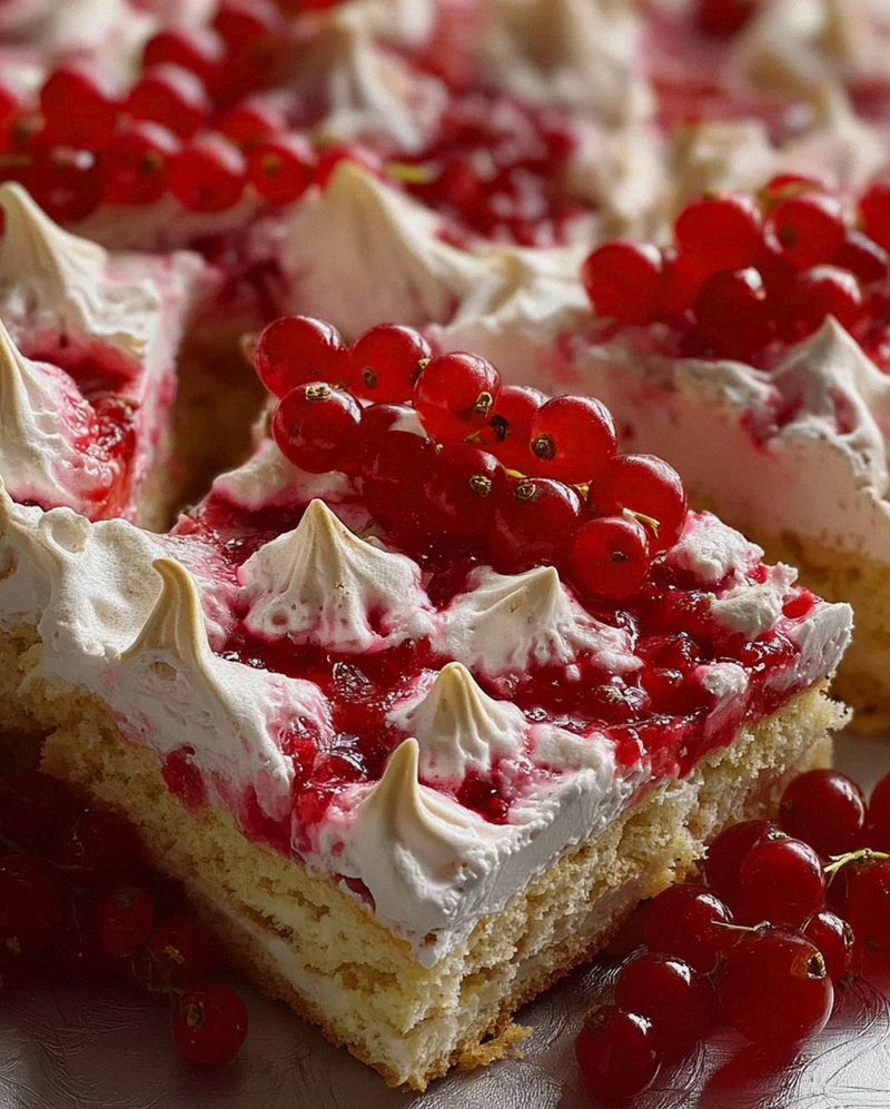 Johannisbeerkuchen mit Baiserhaube