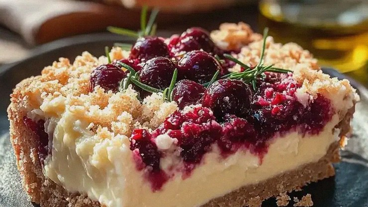Käsekuchen mit Kirschen und Streuseln einfach selbst gemacht