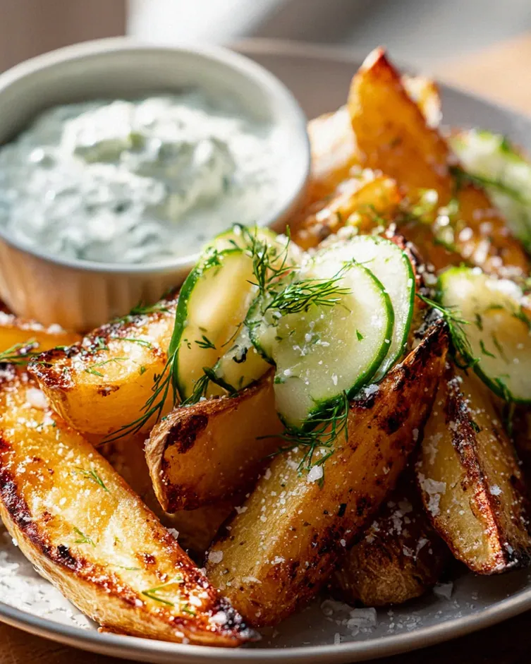 Kartoffelspalten mit Gurkendip: Einfach & Lecker!