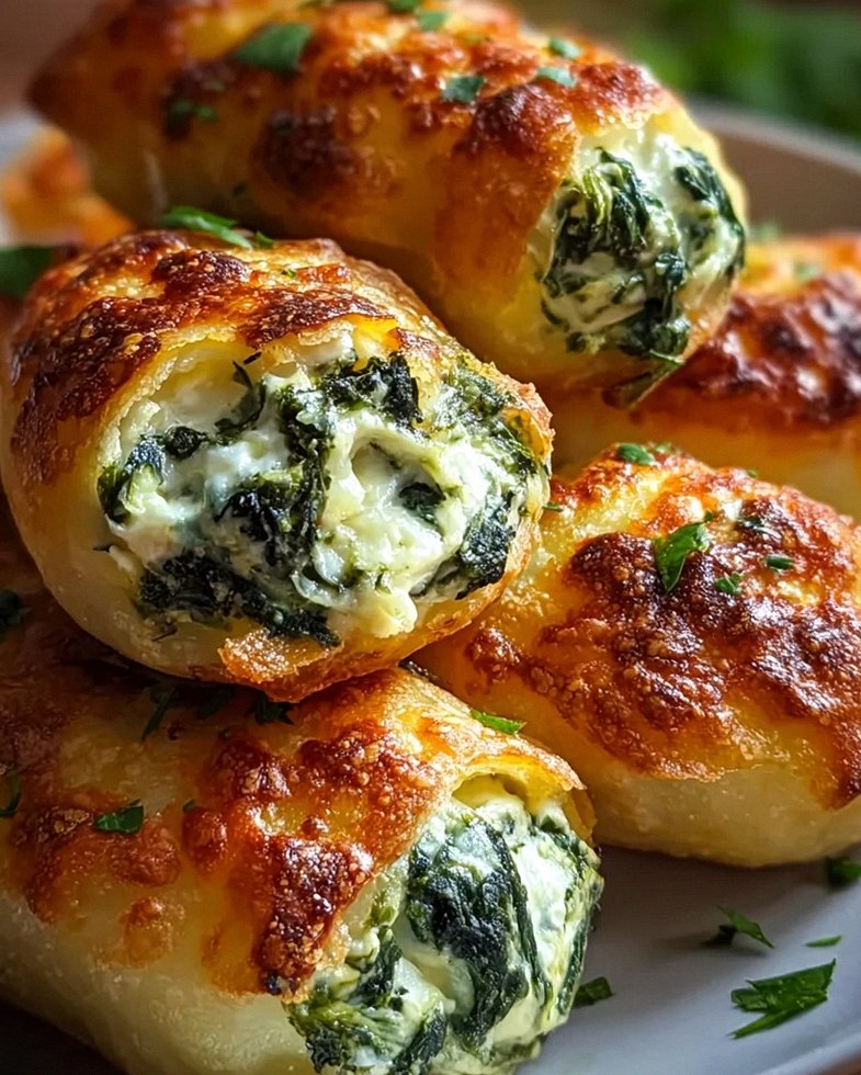 Kartoffeltaschen mit Spinat-Frischkäse-Füllung genießen!
