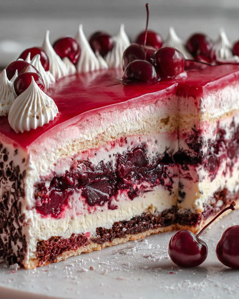 Kirschtorte mit Stracciatellacreme