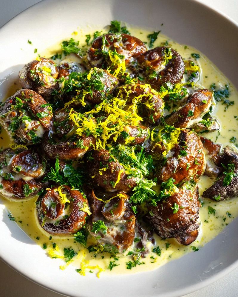 Knoblauch-Hüftsteak mit Champignons