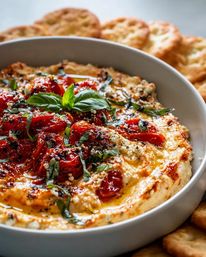 Köstlicher Air Fryer Knoblauch-Tomaten-Feta-Dip Rezept – Schritt 2