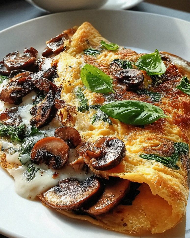 Nahrhaftes Omelett mit Pilzen und Basilikum – Schritt 1