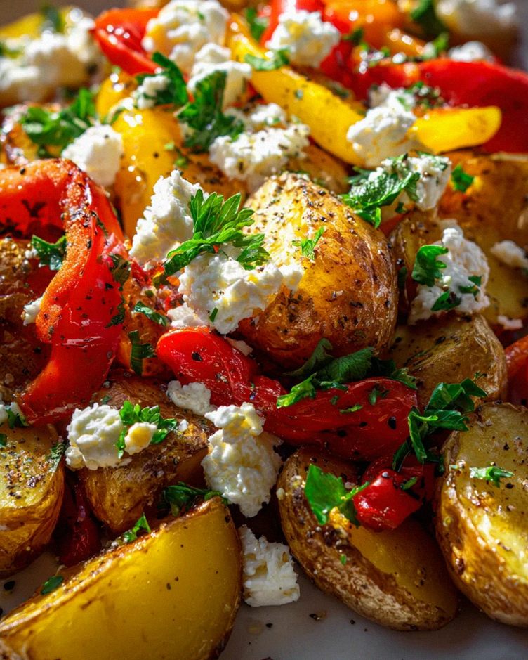 Ofenkartoffeln mit Feta und Paprika - bunte Gemüse-Variante