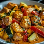 Paprika Zucchini Sahne Hähnchen einfach zubereiten
