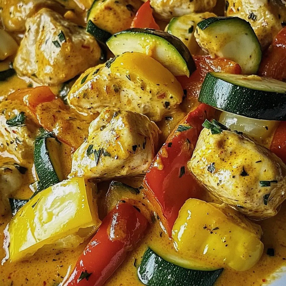 Paprika Zucchini Sahne Hähnchen einfach zubereiten – Schritt 1