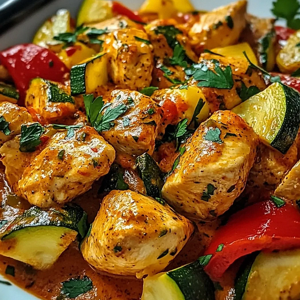 Paprika Zucchini Sahne Hähnchen einfach zubereiten – Schritt 2