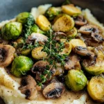 Pilzpfanne mit Rosenkohl & Kartoffelpüree