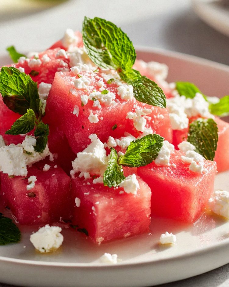 Sommerlicher Wassermelonen Feta Salat mit Minze Rezept – Schritt 1