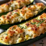 Überbackene Gefüllte Zucchini mit Käse und Kräutern