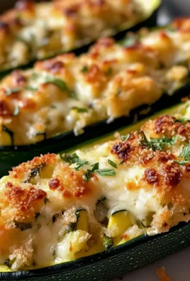 Überbackene Gefüllte Zucchini mit Käse und Kräutern
