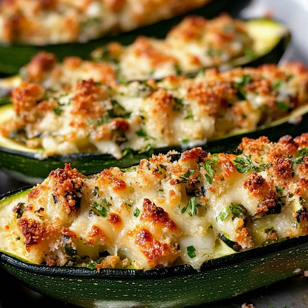 Überbackene Gefüllte Zucchini mit Käse und Kräutern – Schritt 1