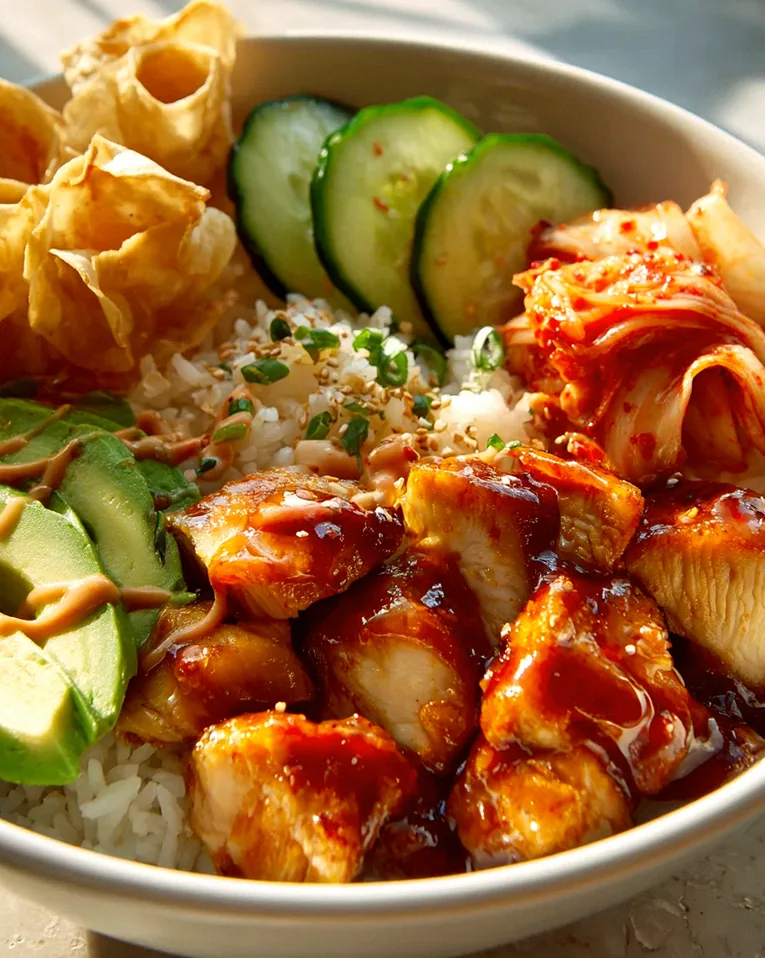 Würzige Honig-Hähnchen-Bowls mit köstlicher Yum Yum Soße